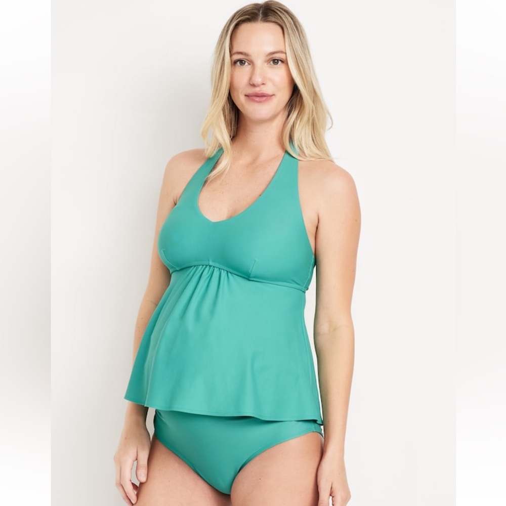 Old Navy Maternity Halter Tankini Swim Top, Teal, XS, S, or M